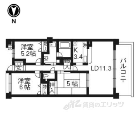 ユニーブル京都紫野(3LDK/4階)の間取り写真