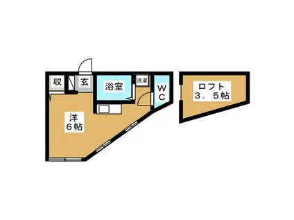 ウインズ浦島丘(ワンルーム/1階)の間取り写真