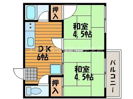 吉村コーポ(2DK/2階)の間取り写真