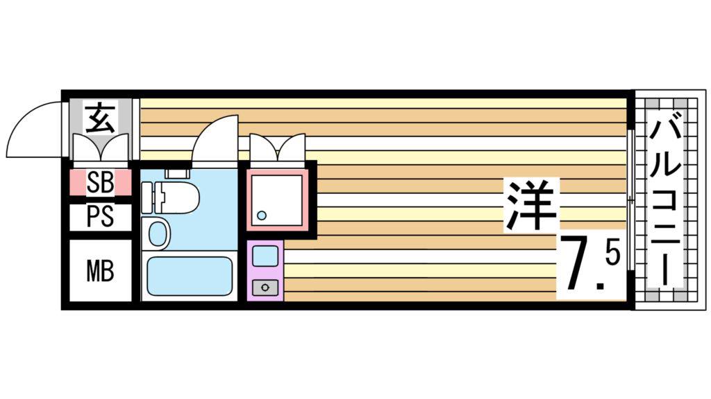 リアライズ今寺(ワンルーム/2階)の間取り写真