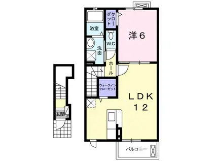 ソラーレ コート B(1LDK/2階)の間取り写真