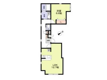 ASAKUSA ONE(1LDK/1階)の間取り写真