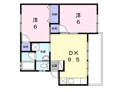 ラ・メゾン・ブロン(2DK/2階)の間取り写真