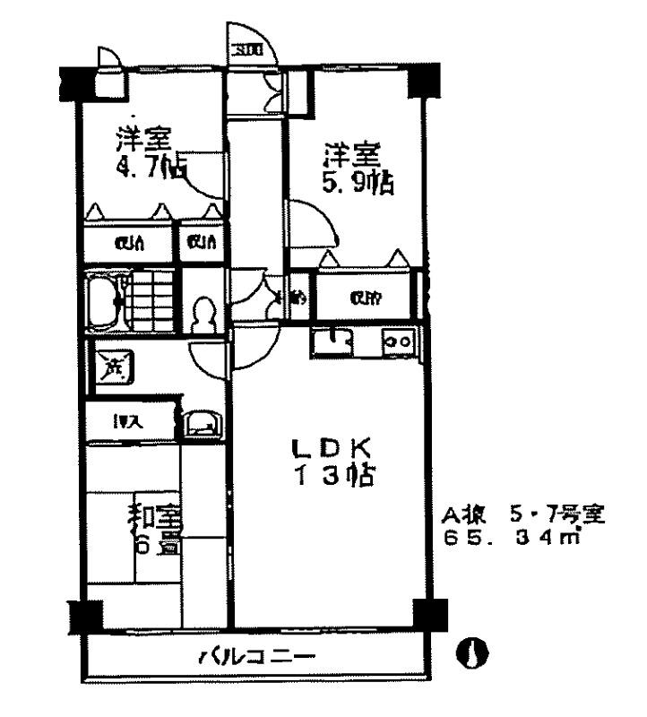 グレース伏見A(3LDK/2階)の間取り写真