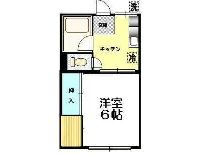 シティハイム開盛I(1DK/2階)の間取り写真