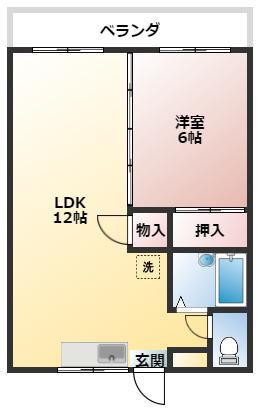 タケコーポI(1LDK/1階)の間取り写真