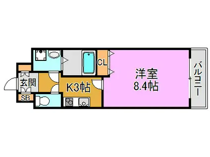 CASSIA高井田 ノース COURT(1K/4階)の間取り写真