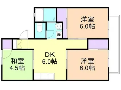 和歌川弐番館(3DK/2階)の間取り写真