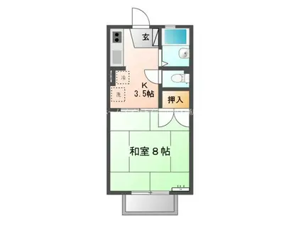 コンフォールUMINO(1K/2階)の間取り写真