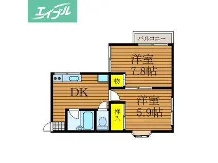 コーポすずらん(2DK/2階)の間取り写真