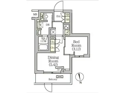 アークマーク南品川(1DK/1階)の間取り写真
