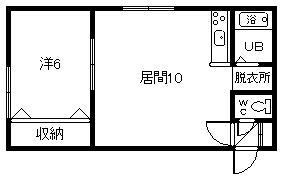 カサグレースA棟(1LDK/2階)の間取り写真
