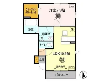 アレイズVIII(1LDK/1階)の間取り写真