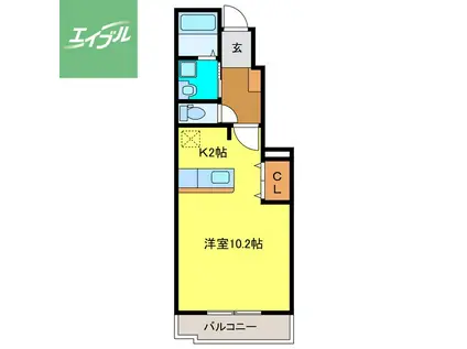 トレポンテI(ワンルーム/1階)の間取り写真