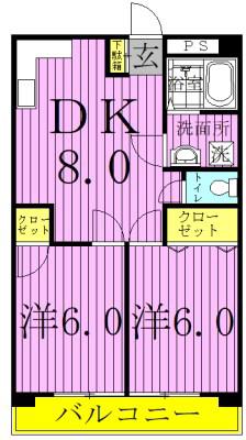 けいゆうビル(2DK/4階)の間取り写真
