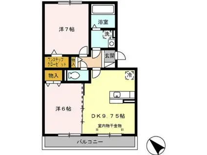 スタースレイプ(2DK/2階)の間取り写真