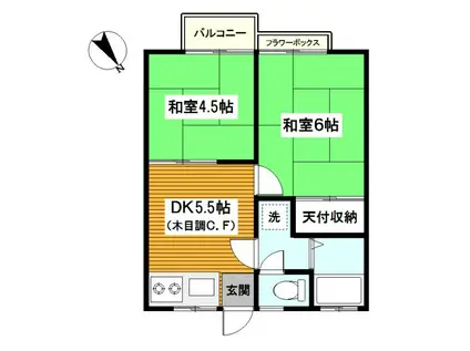 メゾンサエグサ(2DK/2階)の間取り写真