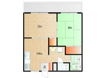 HOUSE つくし B棟(2DK/1階)の間取り写真