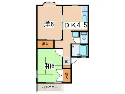 ホープヒルズSB(2DK/2階)の間取り写真