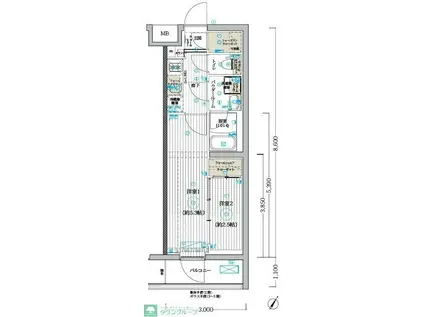 ブライズ堀切菖蒲園(1K/2階)の間取り写真