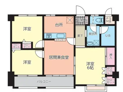レサージュ橋本壱番館(3LDK/2階)の間取り写真