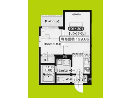 SAKURA RIVER(1LDK/3階)の間取り写真