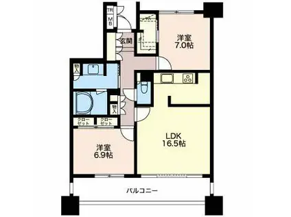 プライムメゾン矢田南(2LDK/3階)の間取り写真