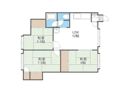 三島ハイツI(3LDK/2階)の間取り写真