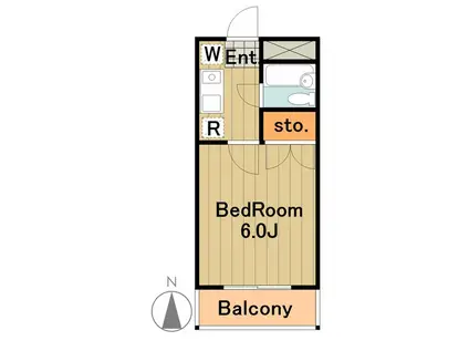 フラワーハイツB(ワンルーム/2階)の間取り写真