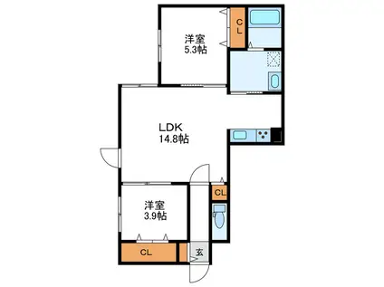 YORI N22 ヨリエヌ22(2LDK/1階)の間取り写真