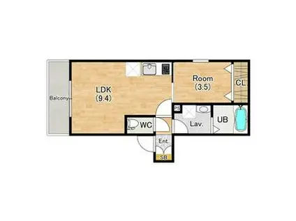 ジーメゾン知立エルペシア(1LDK/2階)の間取り写真