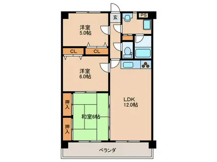 コンチェルト長尾(3LDK/3階)の間取り写真