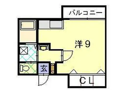 ひまわり九番館(ワンルーム/3階)の間取り写真