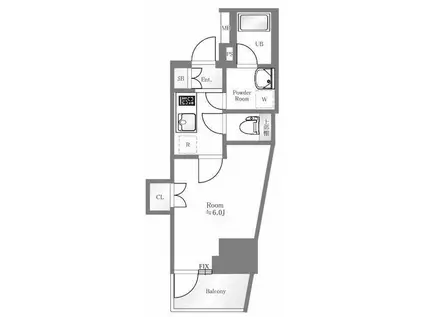 シーフォルム白金高輪 SYFORME SHIROKANE-TAKANA(1K/9階)の間取り写真