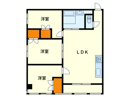 サンテックビル(3LDK/3階)の間取り写真