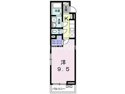 バンブーII(1K/2階)の間取り写真