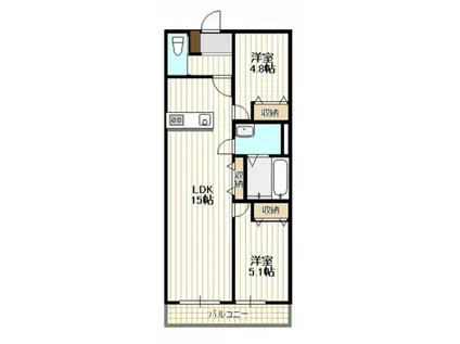 アマゾン・リリー(2LDK/2階)の間取り写真