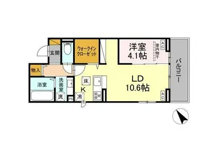 CRADLE(1LDK/3階)の間取り写真