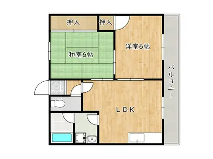 カステルヌォーボ(2LDK/1階)の間取り写真