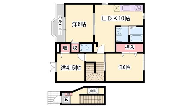 ドミールディオン(3LDK/2階)の間取り写真