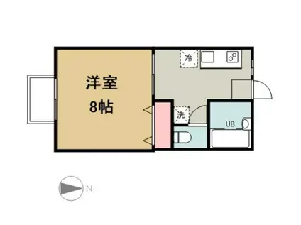 植木ハイツⅥ(1K/2階)の間取り写真