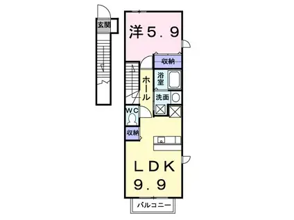 メゾン・カルム(1LDK/2階)の間取り写真