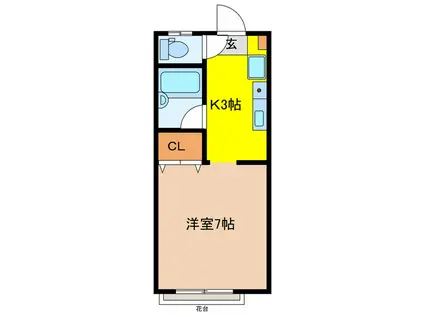 メゾン・ド・マトゥA(1K/1階)の間取り写真