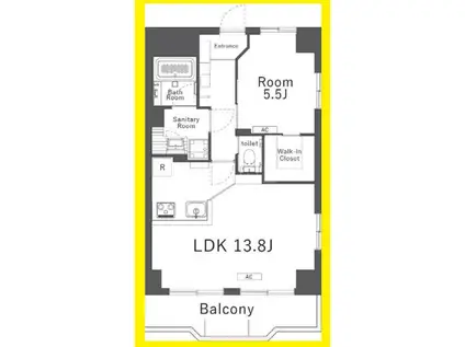 BELLEVIAGE NAKAYAMA(1LDK/5階)の間取り写真