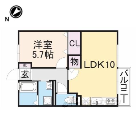 プレジール Ⅰ(1LDK/2階)の間取り写真