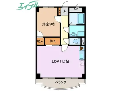 ユーミー生桑マンション(1LDK/4階)の間取り写真