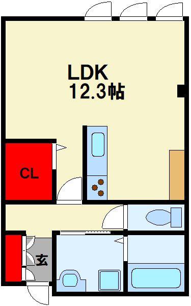 KMビル(ワンルーム/2階)の間取り写真