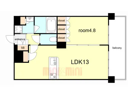 アトラス六甲(1LDK/3階)の間取り写真