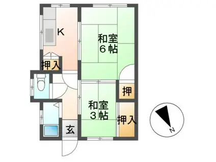 日の出荘(2K/2階)の間取り写真