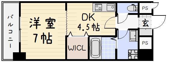 サンルーヴル(1DK/7階)の間取り写真